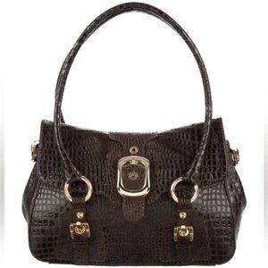 STUART WEITZMAN Embossed Leather Shoulder Bag